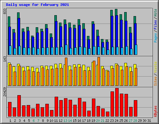 Daily usage for February 2021