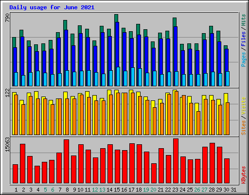 Daily usage for June 2021